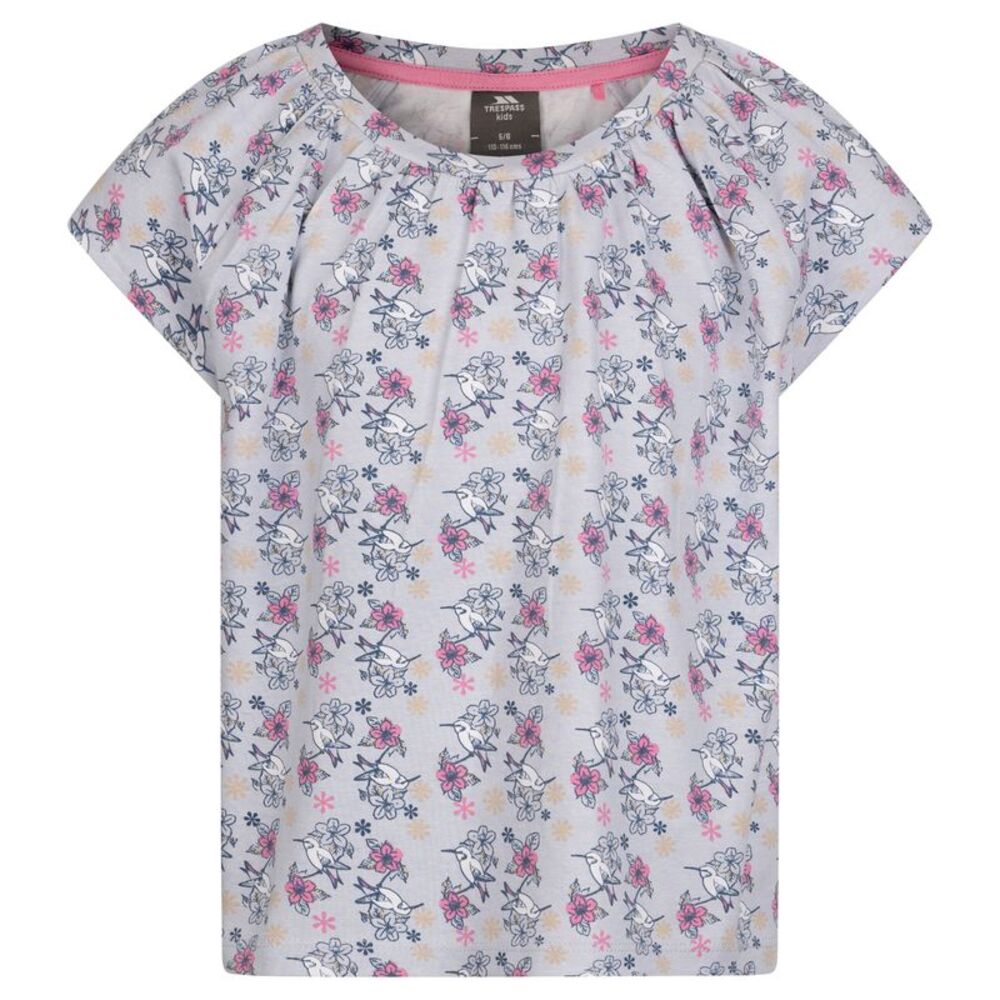 Trespass Girls Josey Flowers Top / Grey Skies